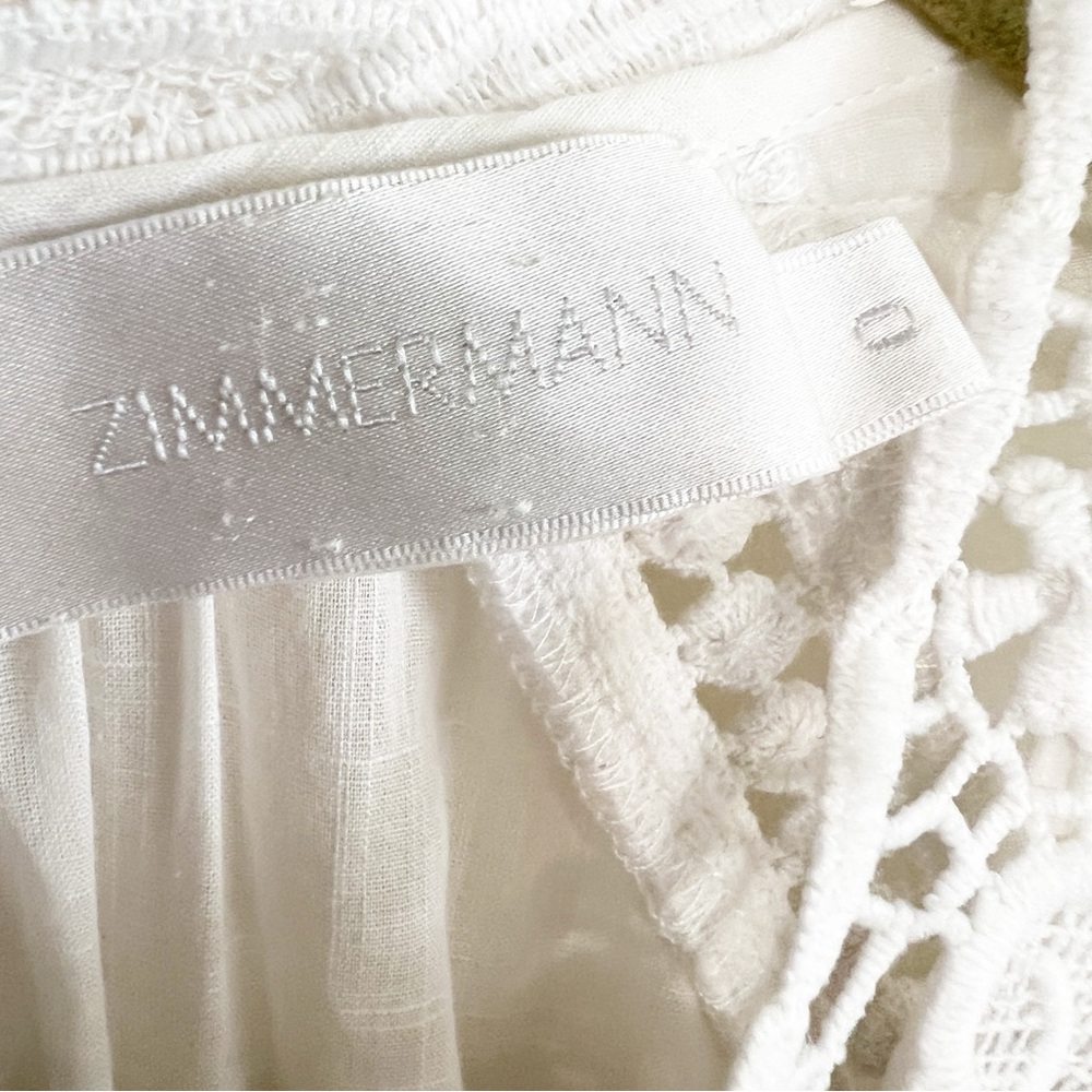 Zimmermann White Cotton Lace-Trim Peplum Blouse - Picture 2 of 8
